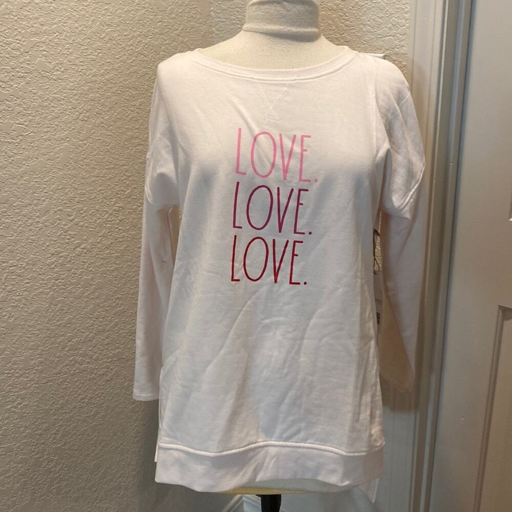 Rae Dunn High Low Tunic “LOVE.” Sweatshirt NWT Sz Sm Oversized Comfy Stretchy
